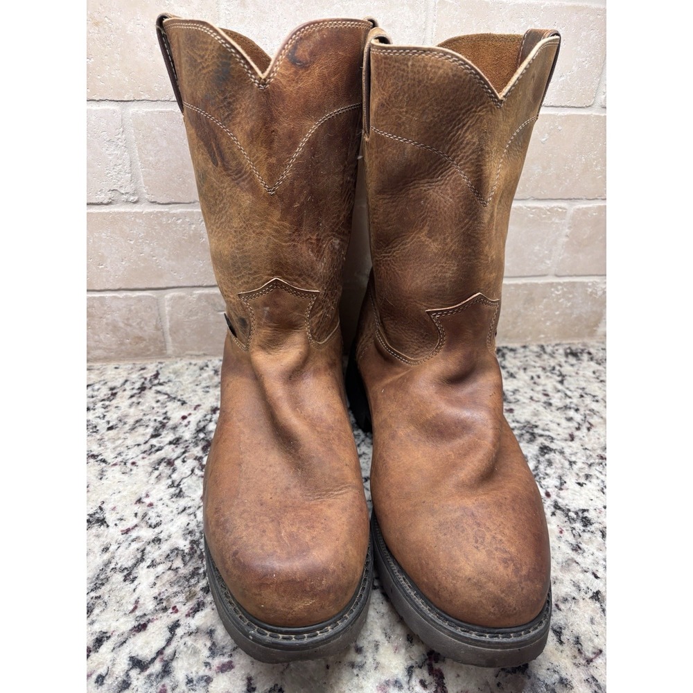 Justin Blueprint Original Workboots Mens 11 1/2EE Brown Leather Soft Toe Western